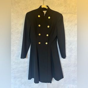Evan-Picone Black Dress with Gold Buttons. Size 8 Petite